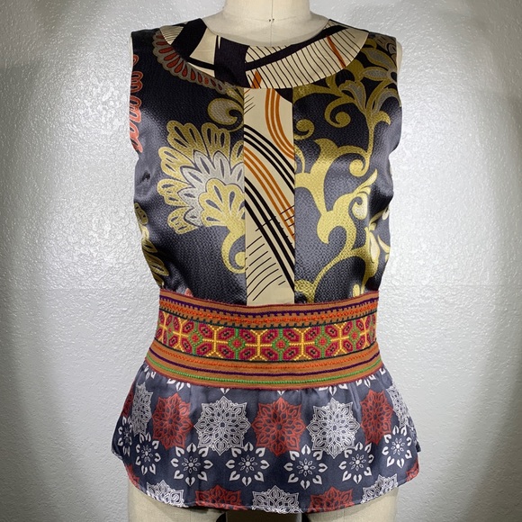 Johnny Was Tops - Whitley by Johnny Was Obi Belted Peplum Silk top S